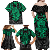 Polynesian Family Matching Off Shoulder Maxi Dress and Hawaiian Shirt Abstract Tiki TS04 - Polynesian Pride