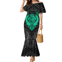 Polynesian Mermaid Dress Abstract Tiki TS04 Women Black Yellow - Polynesian Pride