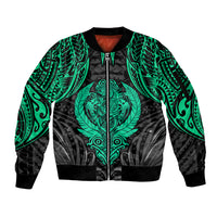 Polynesian Sleeve Zip Bomber Jacket Abstract Tiki TS04 Unisex Black Yellow - Polynesian Pride