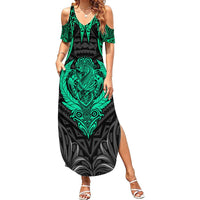 Polynesian Summer Maxi Dress Abstract Tiki TS04 Women Black Yellow - Polynesian Pride
