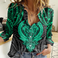 Polynesian Women Casual Shirt Abstract Tiki TS04 Female Black/Yellow - Polynesian Pride