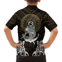 Polynesian Swordfish Hawaiian Shirt with Anchor Pattern and Tribal Turtle TS04 - Polynesian Pride