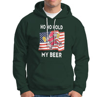 Christmas In Hawaii Hoodie Ho Ho Hold My Beer Drunk Santa USA Flag TS09 Dark Forest Green - Polynesian Pride