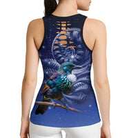 Tui Bird Matariki Galaxy Hollow Tank Top Koru Silver Fern Aotearoa LT9 - Polynesian Pride