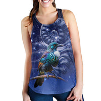 Tui Bird Matariki Galaxy Women Racerback Tank Koru Silver Fern Aotearoa LT9 - Polynesian Pride