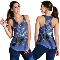 Tui Bird Matariki Galaxy Women Racerback Tank Koru Silver Fern Aotearoa LT9 - Polynesian Pride