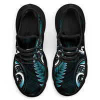 Turquoise New Zealand Clunky Sneakers Aotearoa Silver Fern With Manaia Maori Unique