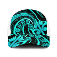 Turquoise New Zealand Mangopare Baseball Net Cap Aotearoa Maori Koru Style LT14 One Size White Turquoise - Polynesian Pride