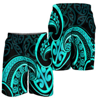 Turquoise New Zealand Mangopare Shorts for Men Aotearoa Maori Koru Style LT14 - Polynesian Pride