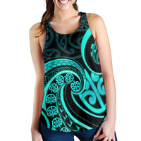 Turquoise New Zealand Mangopare Women Racerback Tank Aotearoa Maori Koru Style LT14