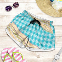 Turquoise Palaka Hawaii Leis Elegant Vibes Shorts for Women LT14 Turquoise - Polynesian Pride