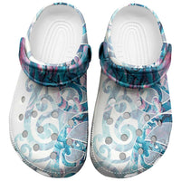 Turquoise Paua Shell Maori Clogs Shoes Koru Kowhaiwhai LT7 White - Polynesian Pride