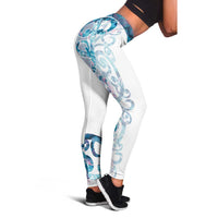 Turquoise Paua Shell Maori Leggings Koru Kowhaiwhai LT7 - Polynesian Pride