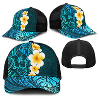 Turquosie Polynesia Baseball Net Cap Plumeria Tropical Leaves With Galaxy Polynesian Art LT14 - Polynesian Pride