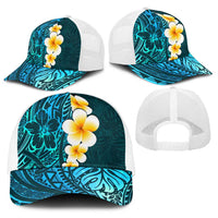 Turquosie Polynesia Baseball Net Cap Plumeria Tropical Leaves With Galaxy Polynesian Art LT14 - Polynesian Pride