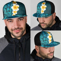 Turquosie Polynesia Mesh Trucker Cap Plumeria Tropical Leaves With Galaxy Polynesian Art - Polynesian Pride