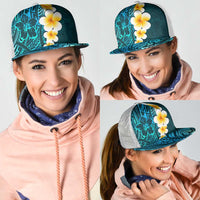 Turquosie Polynesia Mesh Trucker Cap Plumeria Tropical Leaves With Galaxy Polynesian Art LT14 - Polynesian Pride