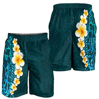 Turquosie Polynesia Shorts for Men Plumeria Tropical Leaves With Galaxy Polynesian Art LT14 - Polynesian Pride