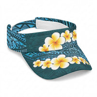 Turquosie Polynesia Sun Visor Cap Plumeria Tropical Leaves With Galaxy Polynesian Art LT14 Universal Fit Turquoise - Polynesian Pride