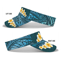 Turquosie Polynesia Sun Visor Cap Plumeria Tropical Leaves With Galaxy Polynesian Art LT14 - Polynesian Pride