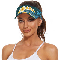Turquosie Polynesia Sun Visor Cap Plumeria Tropical Leaves With Galaxy Polynesian Art LT14 - Polynesian Pride