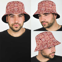 Ulaula Palaka Quilt Hawaii Bucket Hat Hawaiian Tropical Monstera Sea Turtle LT14 - Polynesian Pride