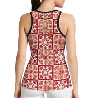 Ulaula Palaka Quilt Hawaii Hollow Tank Top Hawaiian Tropical Monstera Sea Turtle LT14 - Polynesian Pride