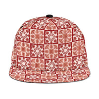 Ulaula Palaka Quilt Hawaii Snapback Cap Hawaiian Tropical Monstera Sea Turtle LT14 One Size Red - Polynesian Pride