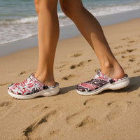 Uteute Tahiti Tiare Monstera Clogs Shoes Polynesian Pattern Curve Style - Polynesian Pride