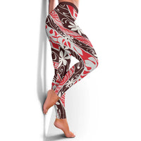 Uteute Tahiti Tiare Monstera Leggings Polynesian Pattern Curve Style - Polynesian Pride
