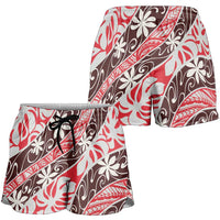 Uteute Tahiti Tiare Monstera Shorts for Women Polynesian Pattern Curve Style - Polynesian Pride