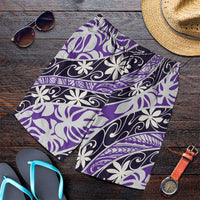 Vareau Tahiti Tiare Monstera Shorts for Men Polynesian Pattern Curve Style LT01 Purple - Polynesian Pride