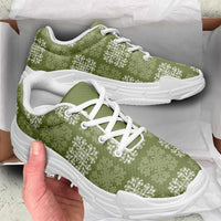 Vesuvian Green Palaka Quilt Hawaii Chunky Sneakers Traditional Hawaii-plaid Pattern - Polynesian Pride