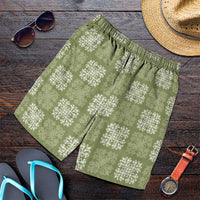 Vesuvian Green Palaka Quilt Hawaii Shorts for Men Traditional Hawaii-plaid Pattern - Polynesian Pride