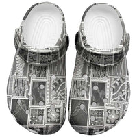Vintage Aloha Block Quilt Clogs Shoes Black Inspired Lei Motifs LT9 Black - Polynesian Pride