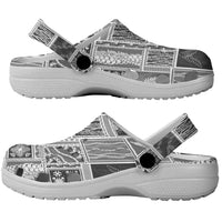 Vintage Aloha Block Quilt Clogs Shoes Black Inspired Lei Motifs LT9 - Polynesian Pride