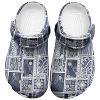 Vintage Aloha Block Quilt Clogs Shoes Blue Inspired Lei Motifs LT9 Blue - Polynesian Pride