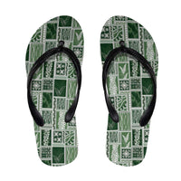 Vintage Aloha Block Quilt Flip Flops Green Inspired Lei Motifs - Polynesian Pride