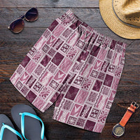 Vintage Aloha Block Quilt Shorts for Men Pink Inspired Lei Motifs LT9 Pink - Polynesian Pride