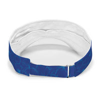 Vintage Blue Polynesia Sun Visor Cap Plumeria With Hibiscus Tropical Vibes LT14 - Polynesian Pride