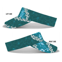Vintage Dark Cyan Polynesia Sun Visor Cap Plumeria With Hibiscus Tropical Vibes LT14 - Polynesian Pride