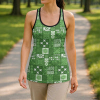 Vintage Hawaiian Quilting Patterns Hollow Tank Top Green Style Tribal Fabric Patchwork - Polynesian Pride