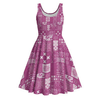 Vintage Hawaiian Quilting Patterns Midi Dress Pink Style Tribal Fabric Patchwork - Polynesian Pride