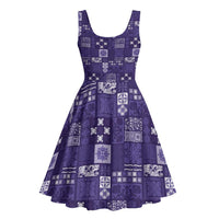 Vintage Hawaiian Quilting Patterns Midi Dress Purple Style Tribal Fabric Patchwork - Polynesian Pride
