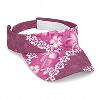 Vintage Pink Polynesia Sun Visor Cap Plumeria With Hibiscus Tropical Vibes LT14 Universal Fit Pink - Polynesian Pride