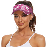 Vintage Pink Polynesia Sun Visor Cap Plumeria With Hibiscus Tropical Vibes LT14 - Polynesian Pride