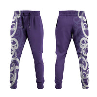 Violet Green Maori Jogger Pants Koru Kowhaiwhai LT7 Violet - Polynesian Pride