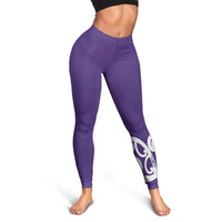 Violet Green Maori Leggings Koru Kowhaiwhai LT7 - Polynesian Pride