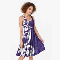 Violet Green Maori Midi Dress Koru Kowhaiwhai LT7 - Polynesian Pride