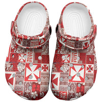 Wallis Et Futuna Kilisimasi Fiefia Clogs Shoes Pacific Patchwork Xmas Vibes LT9 Red - Polynesian Pride